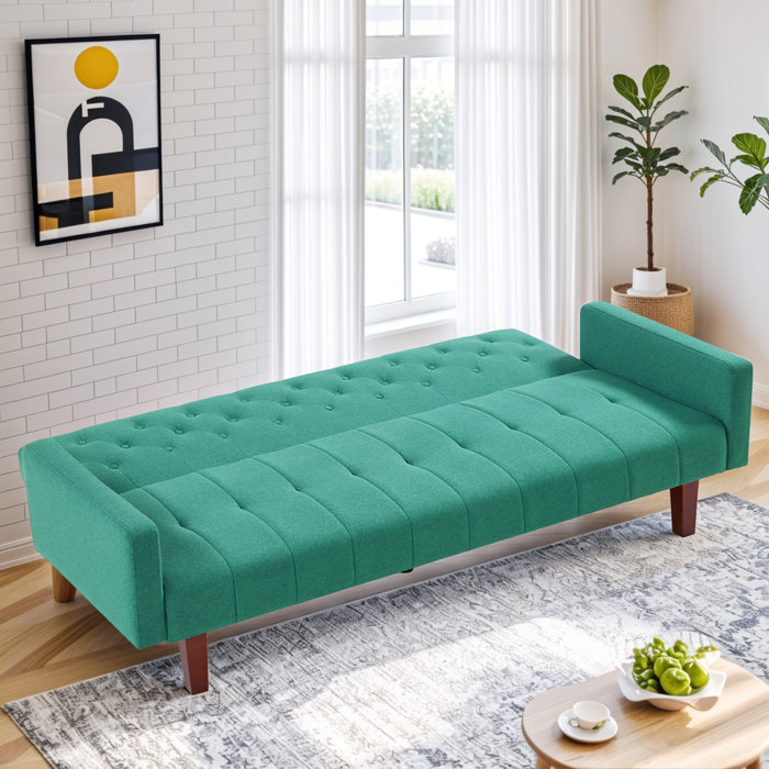 The Twillery Co.® Montevia 74" Wide Linen Blend Sofa Bed Couch Convertible Futon Sofa & Reviews